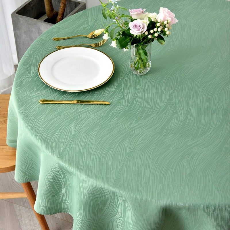 maxmill Round Jacquard Tablecloths Swirl Design Spillproof Wrinkle Free Heavy Weight Soft Table Cloth for Circular Table Cover of Buffet Banquet Parties Holiday Dinner Round 90 Inch Sage Green - Image 5